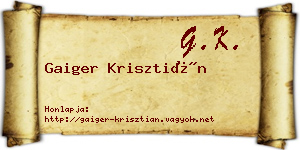 Gaiger Krisztián névjegykártya